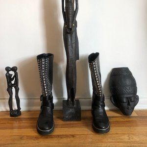 DKNY Womens Leather Round Toe Knee High Boots